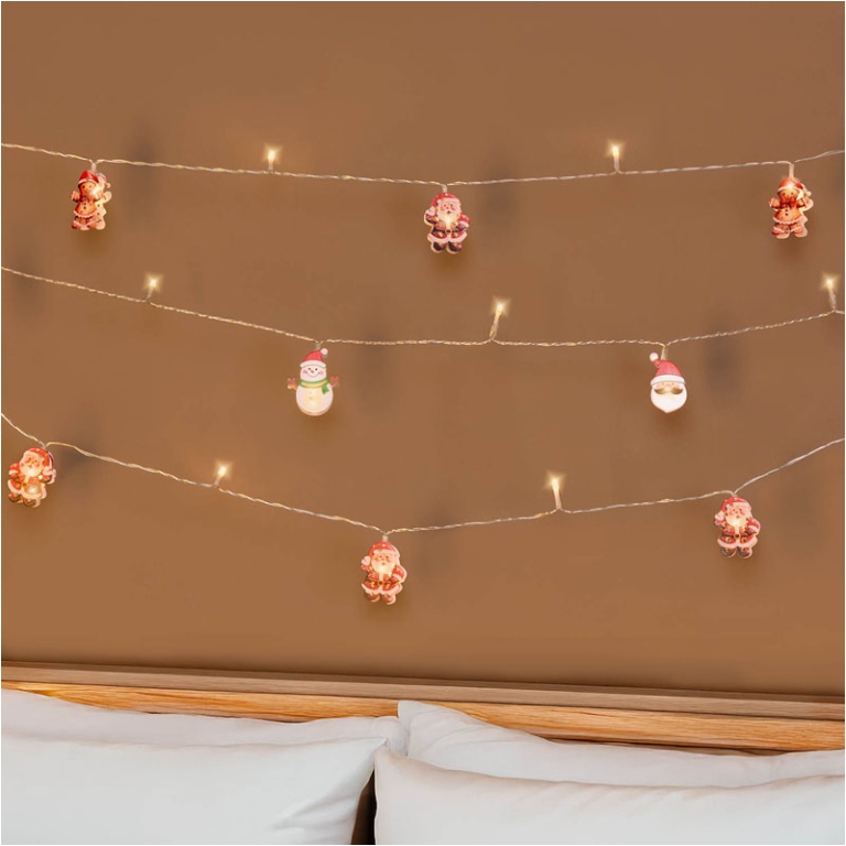 LUMINARIA 10 LED 1,5MT SANTA KLAUS CATENA BATTERIA 5