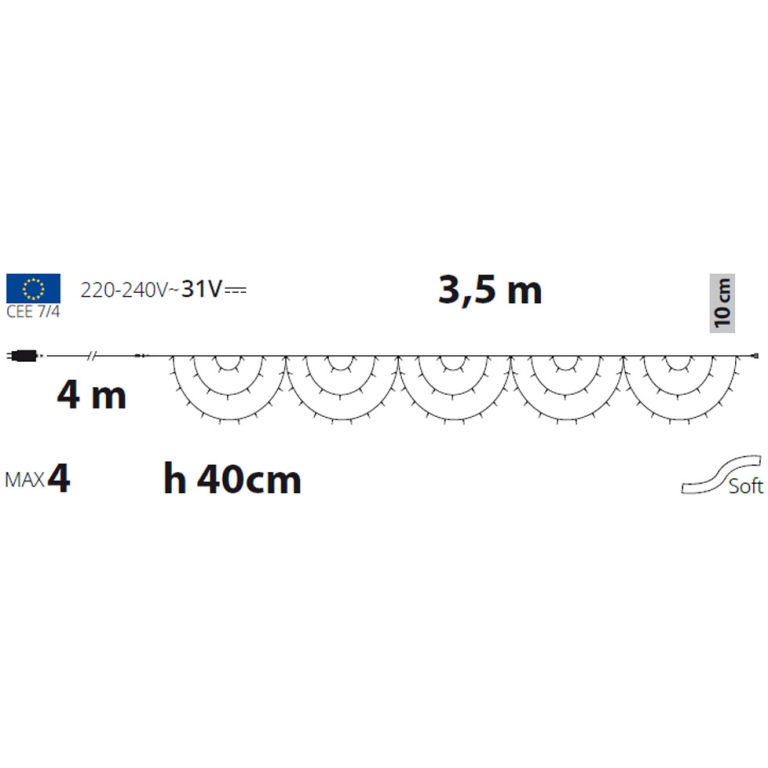 LUMINARIA 115 LED 4MT BIANCO CALDO TENDA 3