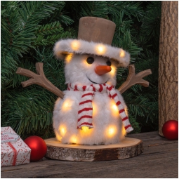 PUPAZZO DI NEVE LED H25CM BASE LEGNO