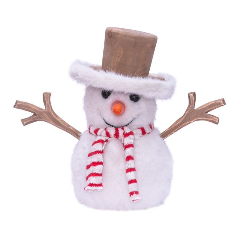 PUPAZZO DI NEVE LED H25CM BASE LEGNO 2