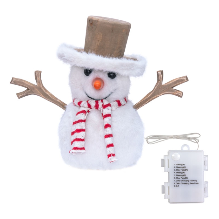 PUPAZZO DI NEVE LED H25CM BASE LEGNO 3