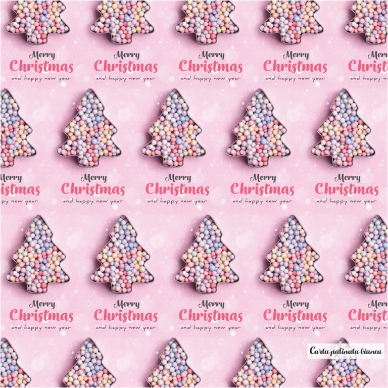 CARTA REGALO 70X100CM 10 FOGLI NATALE ROSA