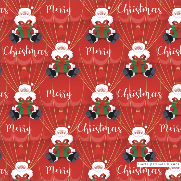 CARTA REGALO 70X100CM 10 FOGLI BABBO PARACADUTE