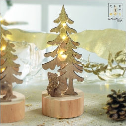 DECORO ALBERO LEGNO H17CM DETTAGLI GLITTER
