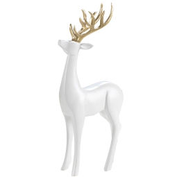 DECORO RENNA H30CM       BIANCA DETTAGLI ORO