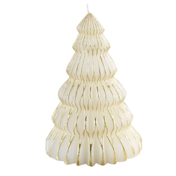 CANDELA ALBERO H14,5CM   AVORIO DECORO ORO