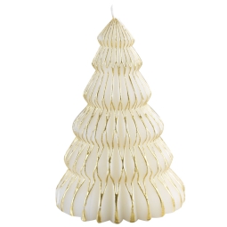 CANDELA ALBERO H18,5CM   AVORIO DECORO ORO