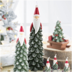 CANDELA ALBERO H26,5CM   DECORO BABBO NATALE