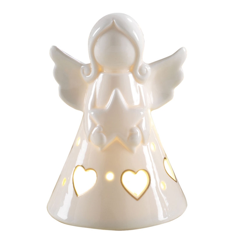 DECORO ANGIOLETTO LED    H14CM BIANCO