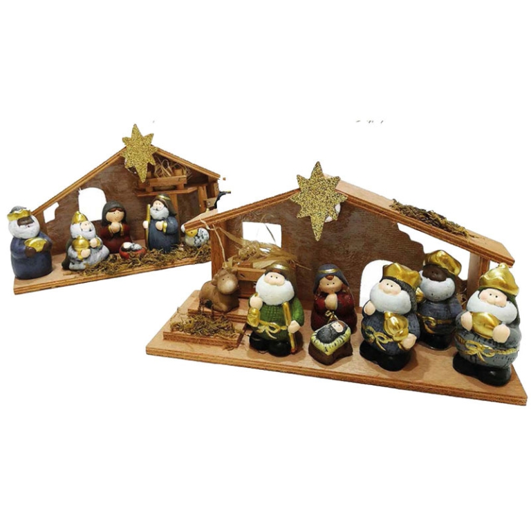 PRESEPE SCENA NATIVITÀ   RE MAGI 17X28X10CM