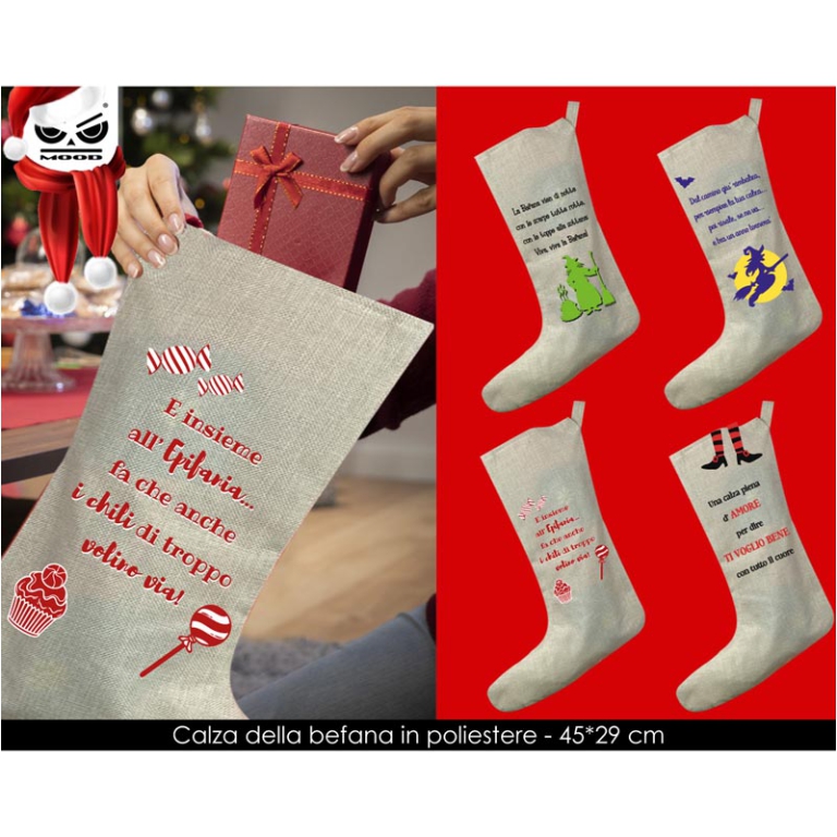 CALZA BEFANA 45X29CM     SOGGETTI ASSORTITI