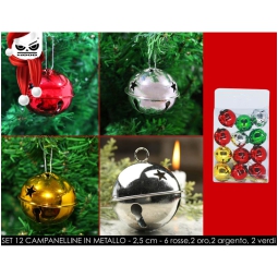 DOCORAZIONE CAMPANELLINE IN METALLO 2,5CM SET 12PZ