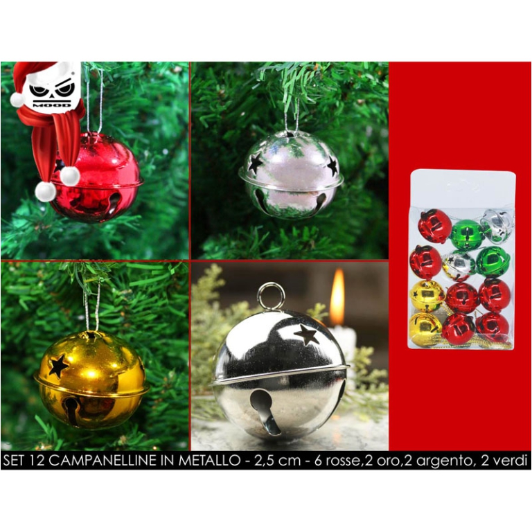 DOCORAZIONE CAMPANELLINE IN METALLO 2,5CM SET 12PZ