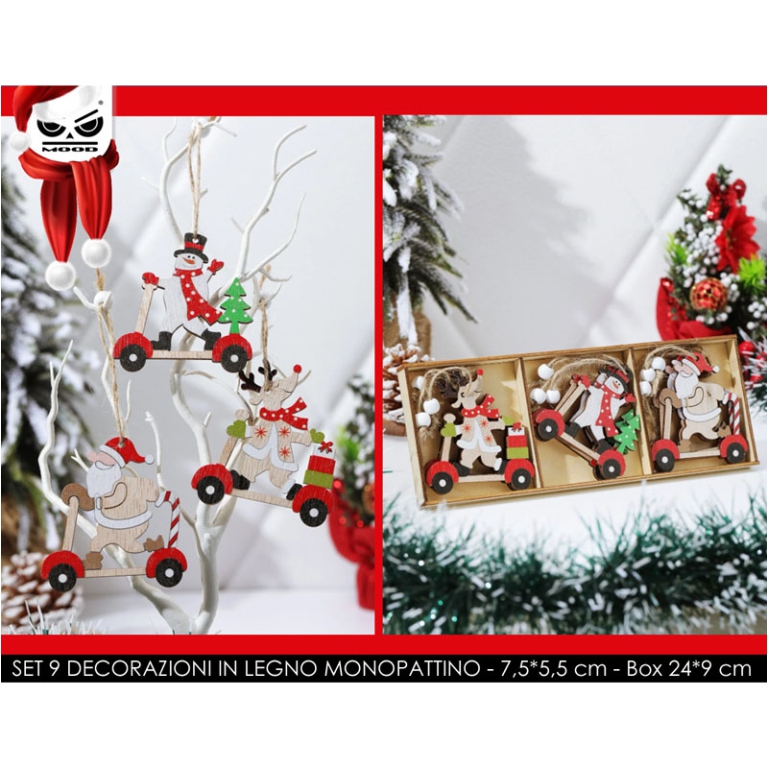 DECORO 3 SOGGETTI SET 9PZ   LEGNO MONOPATT. 7,5X5,5CM