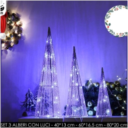 ALBERI CON LUCI INTEGRATE SET 3PZ