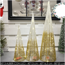 ALBERO XMAS LUCI INTEGRA TE GLITTER ORO SET 3PZ