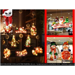 DECORAZIONE FINESTRA 24CM SOGGETTI ASSORTITI CON LUCI