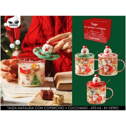 TAZZA TRASPARENTE SOGGETTI   ASSORTITI COPERCHIO CUCCHIAIO