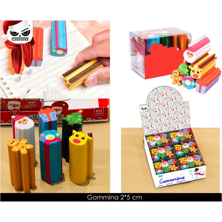 GOMMINE XMAS THEME SOGGETTI ASSORTITI 2X5CM SET 6PZ