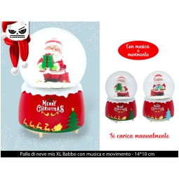 SFERA PALLA DI NEVE BABBO NATALE 14X10CM