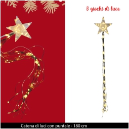 CATENA DI LUCI PUNTALE STELLA 180CM