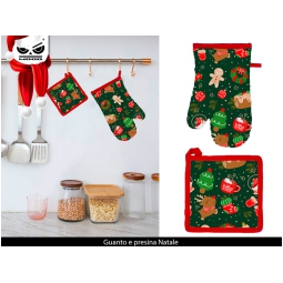 GUANTO E PRESINA DA CUCINA SOGGETTI NATALIZI