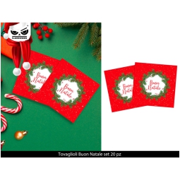 SET TOVAGLIOLI 20PZ BUON NATALE ROSSI