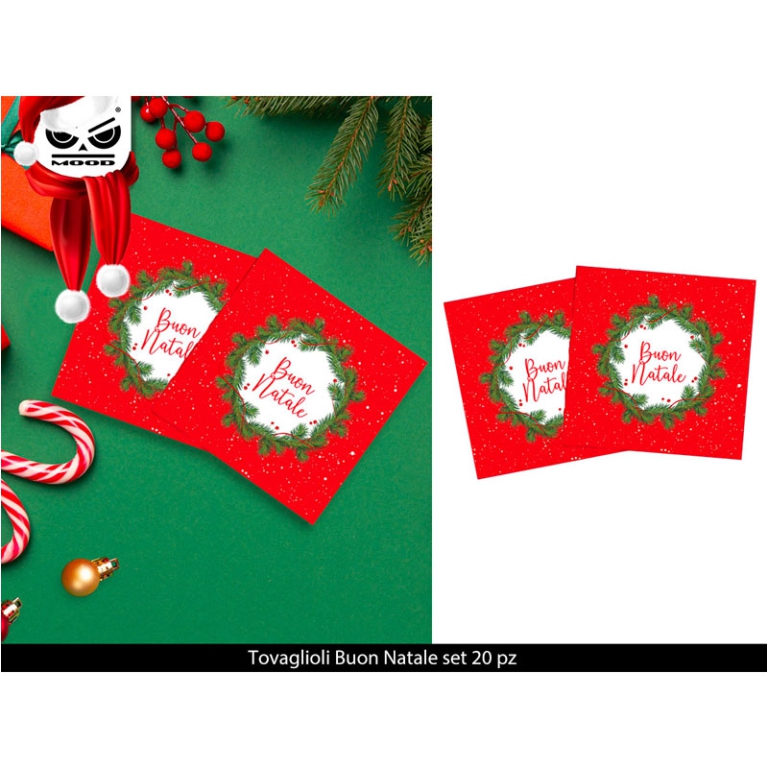 SET TOVAGLIOLI 20PZ BUON NATALE ROSSI