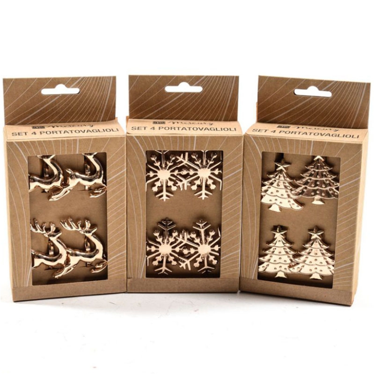 PORTATOVAGLIOLI 4PZ 5X5CM SOGGETTI ASSORTITI COL.ORO