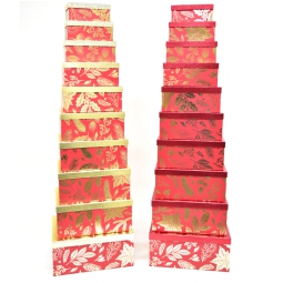 SCATOLA CARTA SET 10PZ   ROSSO/ORO SOGGETTI ASSORTITI