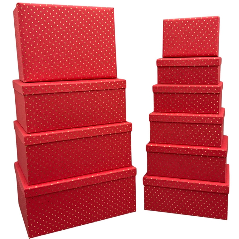 SCATOLE 10PZ ROSSO LAMINATO ORO ASS