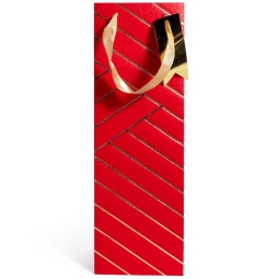 SHOPPER BOTTIGLIA 12X9H38CM NATALE ROSSA ORO