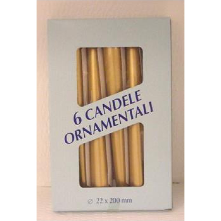 CANDELA CONICA 6PZ 21CM  ORO