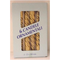 CANDELA TORCIGLIONE H20CM ORO 6PZ