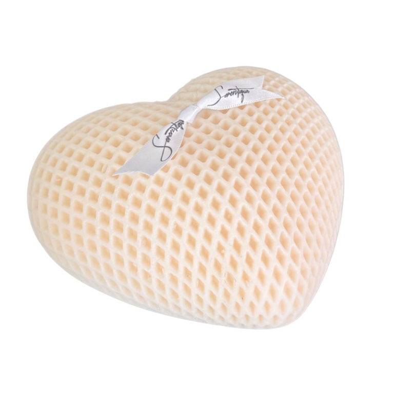 CANDELA DECORATIVA HEART D15H7CM AVORIO