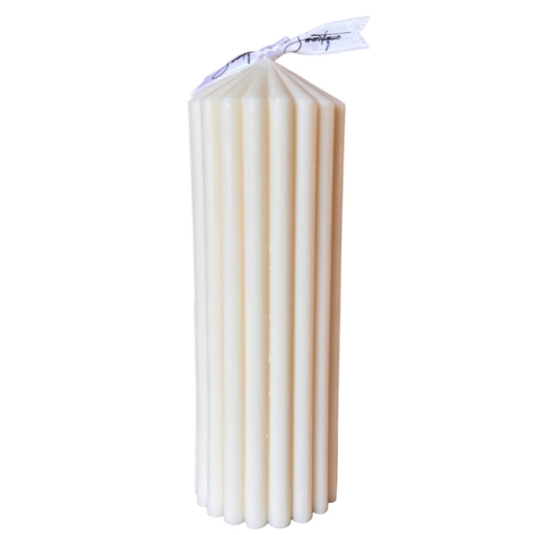 CANDELA DECORATIVA LINDA D7H20CM RIGATA AVORIO
