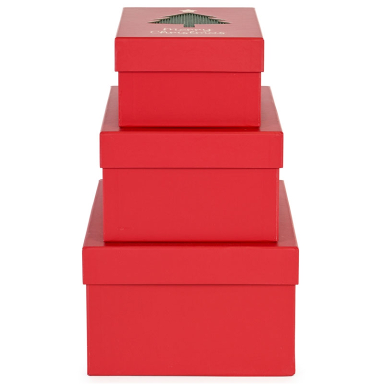 SCATOLA SET 3PZ ROSSA    DECORI ALBERO XMAS