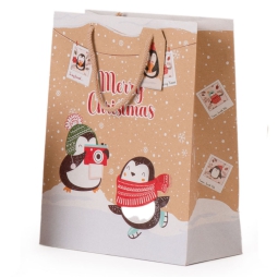 SHOPPER 18X10H23CM NATALE PINGUINI