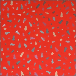 CARTA REGALO 70X100CM 10PZ ROSSA DECORO ALBERI