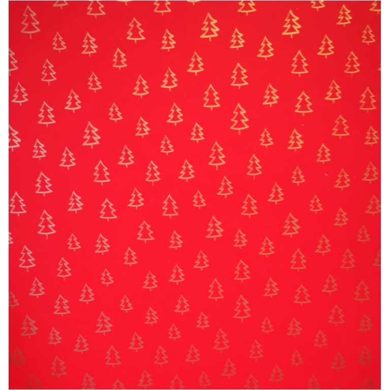 CARTA REGALO 70X100CM 10PZ ROSSA DECORO ALBERI
