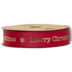 NASTRO TESSUTO 25MMX20MT BORDEAUX MERRY CHRISTMAS