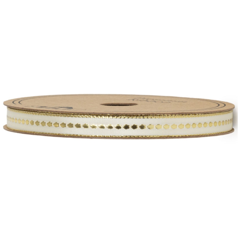 NASTRO TESSUTO 10MMX20MT BEIGE STELLE ORO BORDATO