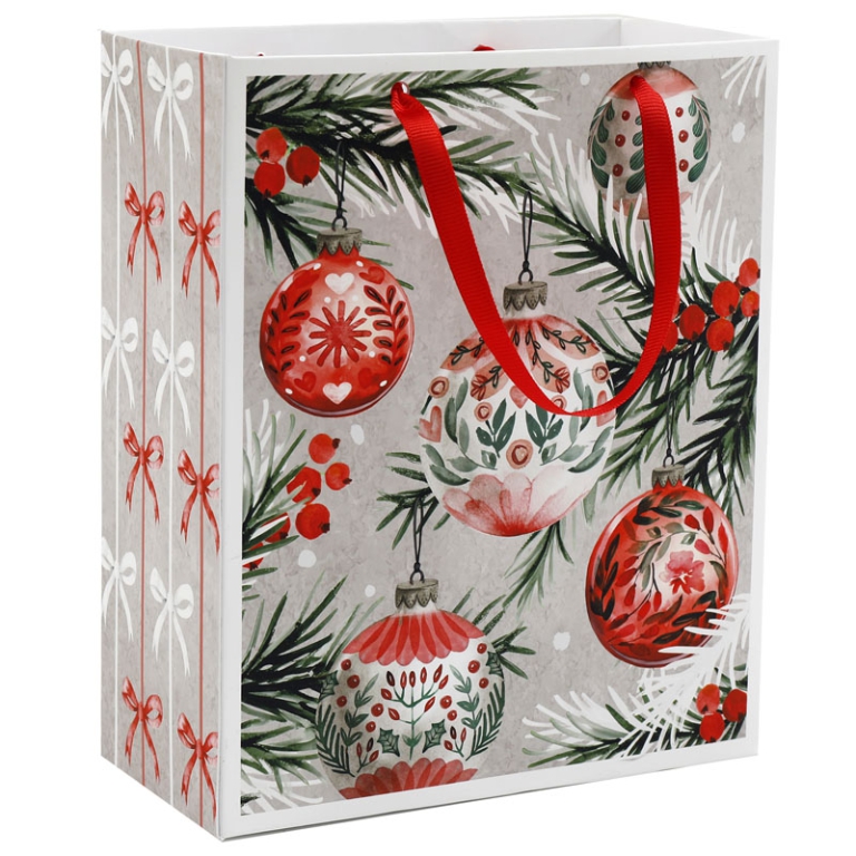 SHOPPER 19X23CM DECORO NATALIZIO SFERE