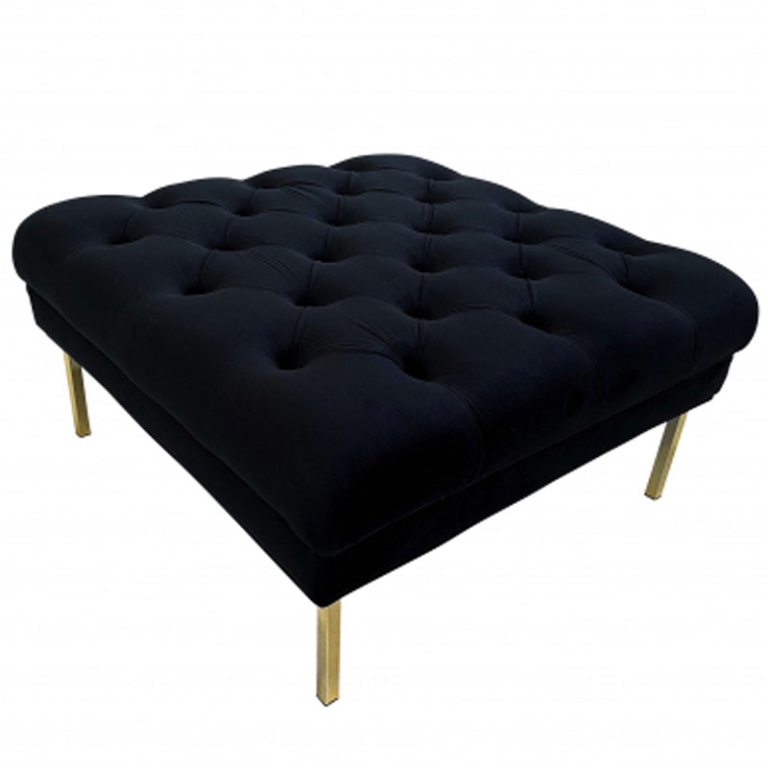 POUF VELLUTO GAMBE IN METALLO 80X80H41CM NERO