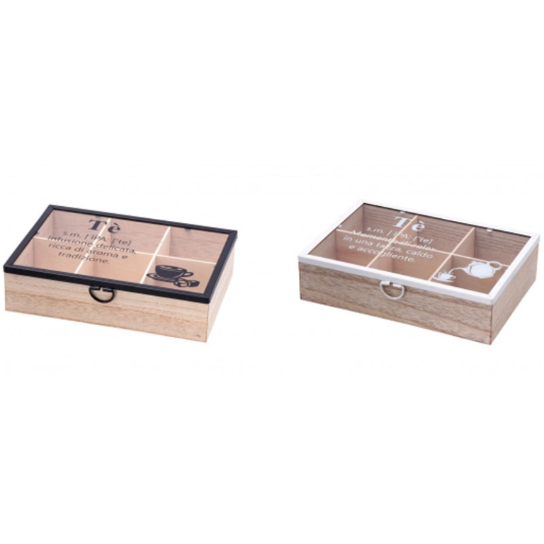 SCATOLA PORTATÈ 23X16H6CM LEGNO 6 SCOMPARTI