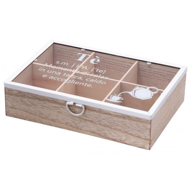 SCATOLA PORTATÈ 23X16H6CM LEGNO 6 SCOMPARTI 3