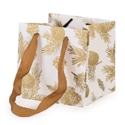 SHOPPER 12X12H12CM NATALE NATURE CREMA E ORO