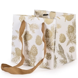 SHOPPER 15X15H15CM NATALE NATURE CREMA E ORO