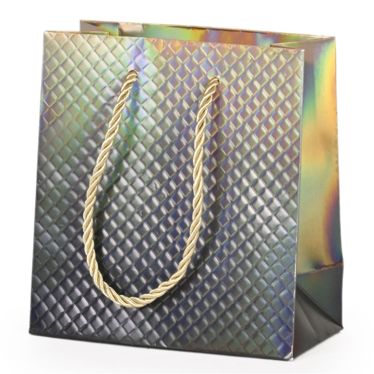 SHOPPER 14X7H15CM NATALE HOLO PRISMA ORO