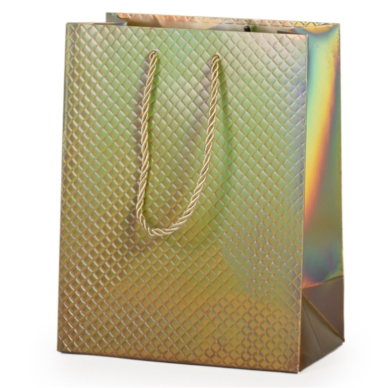 SHOPPER 18X10H23CM NATALE HOLO PRISMA ARGENTO